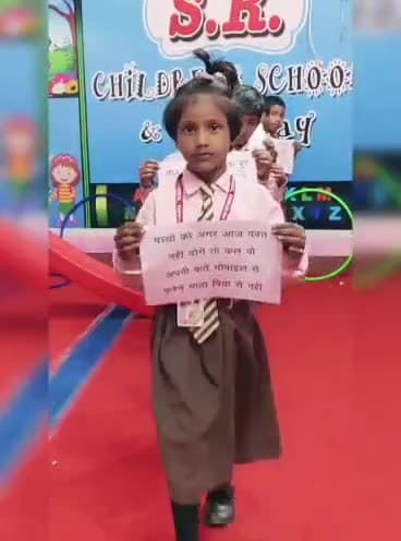 A student participating in a school presentation